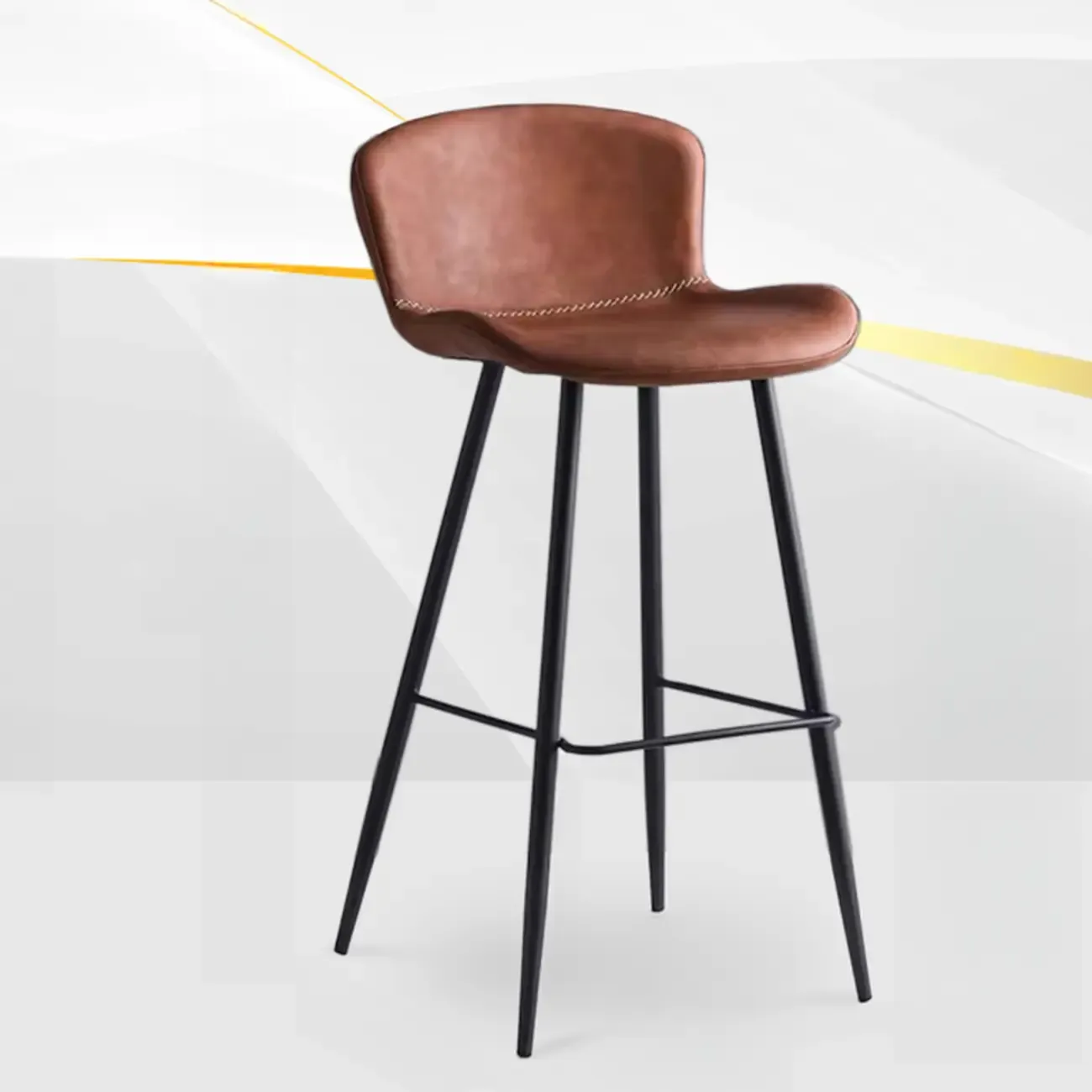 Low-Key Black Metal Low Back Footrest Bar Stools Image - 5