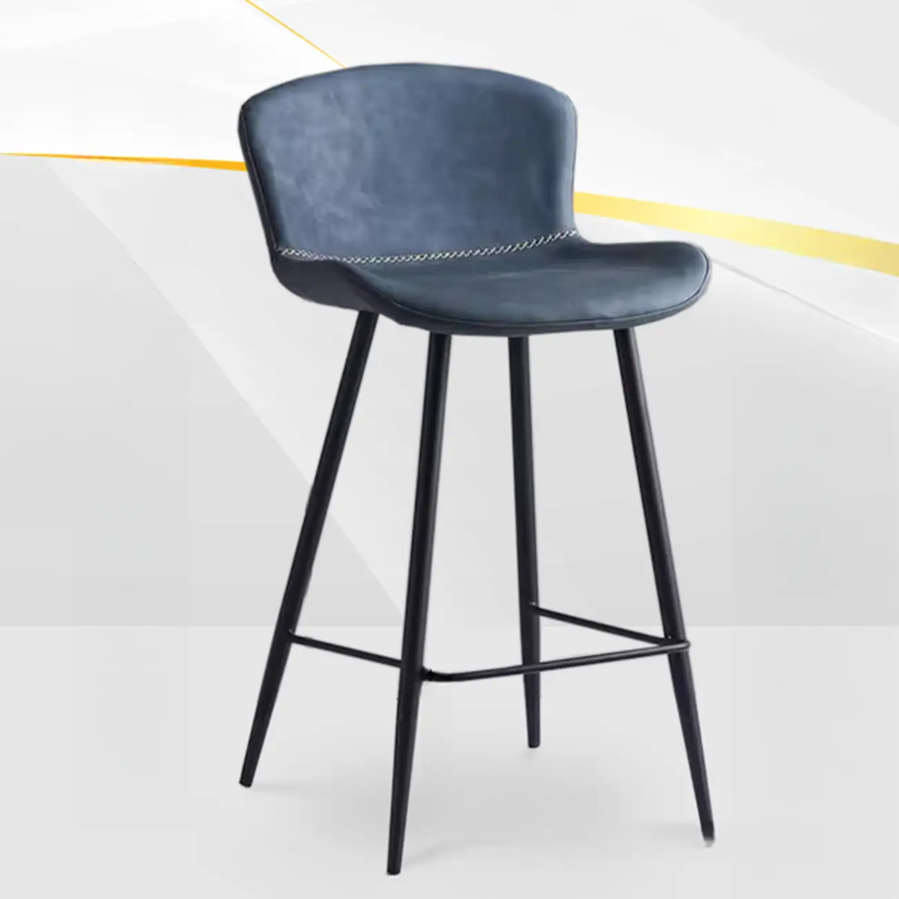 Low-Key Black Metal Low Back Footrest Bar Stools Image - 7 | homeyfad