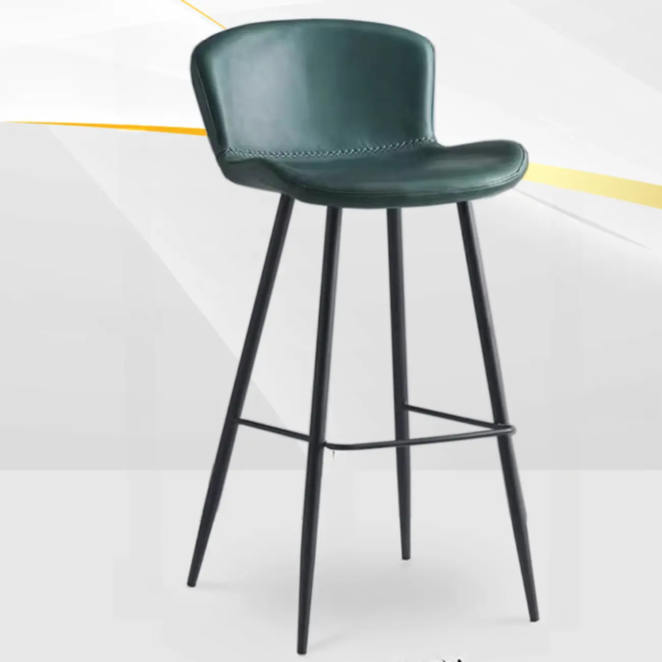 Low-Key Black Metal Low Back Footrest Bar Stools Image - 10 | homeyfad