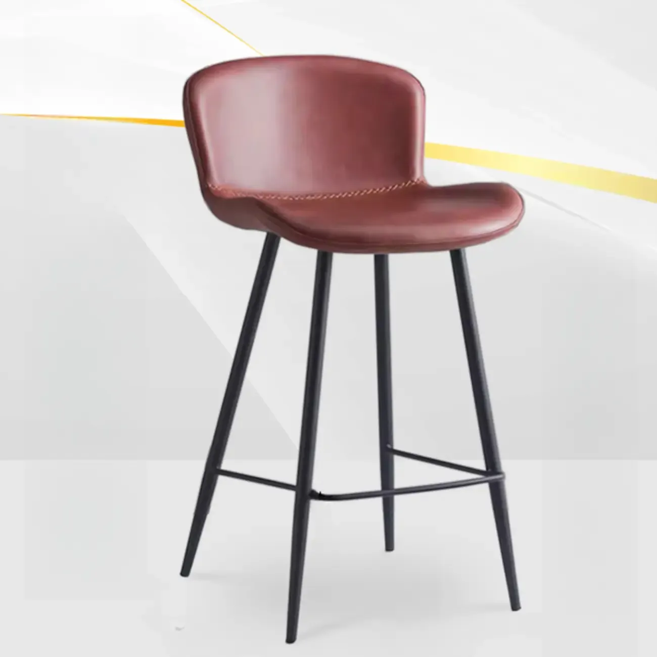 Low-Key Black Metal Low Back Footrest Bar Stools Image - 11