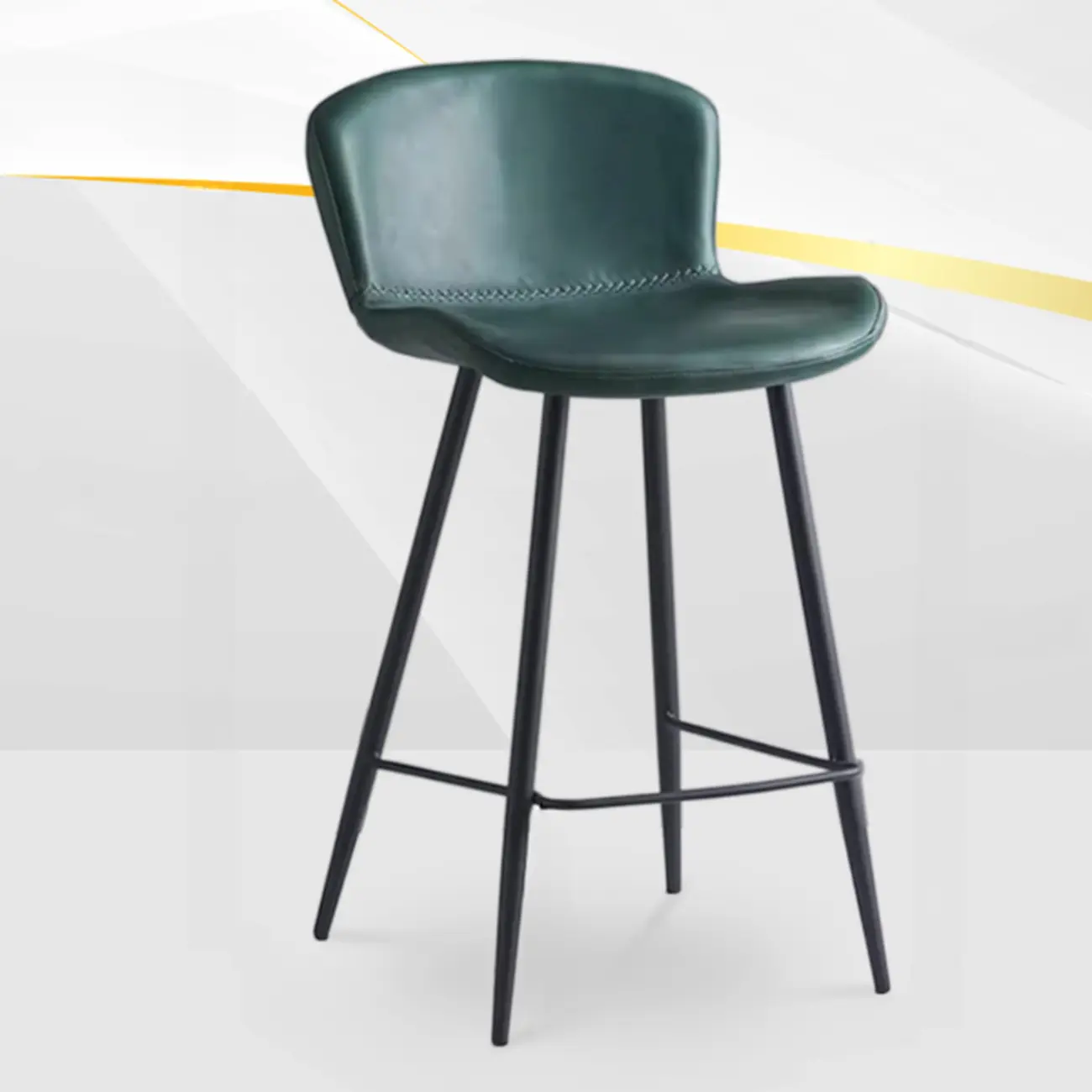 Low-Key Black Metal Low Back Footrest Bar Stools Image - 12 | homeyfad