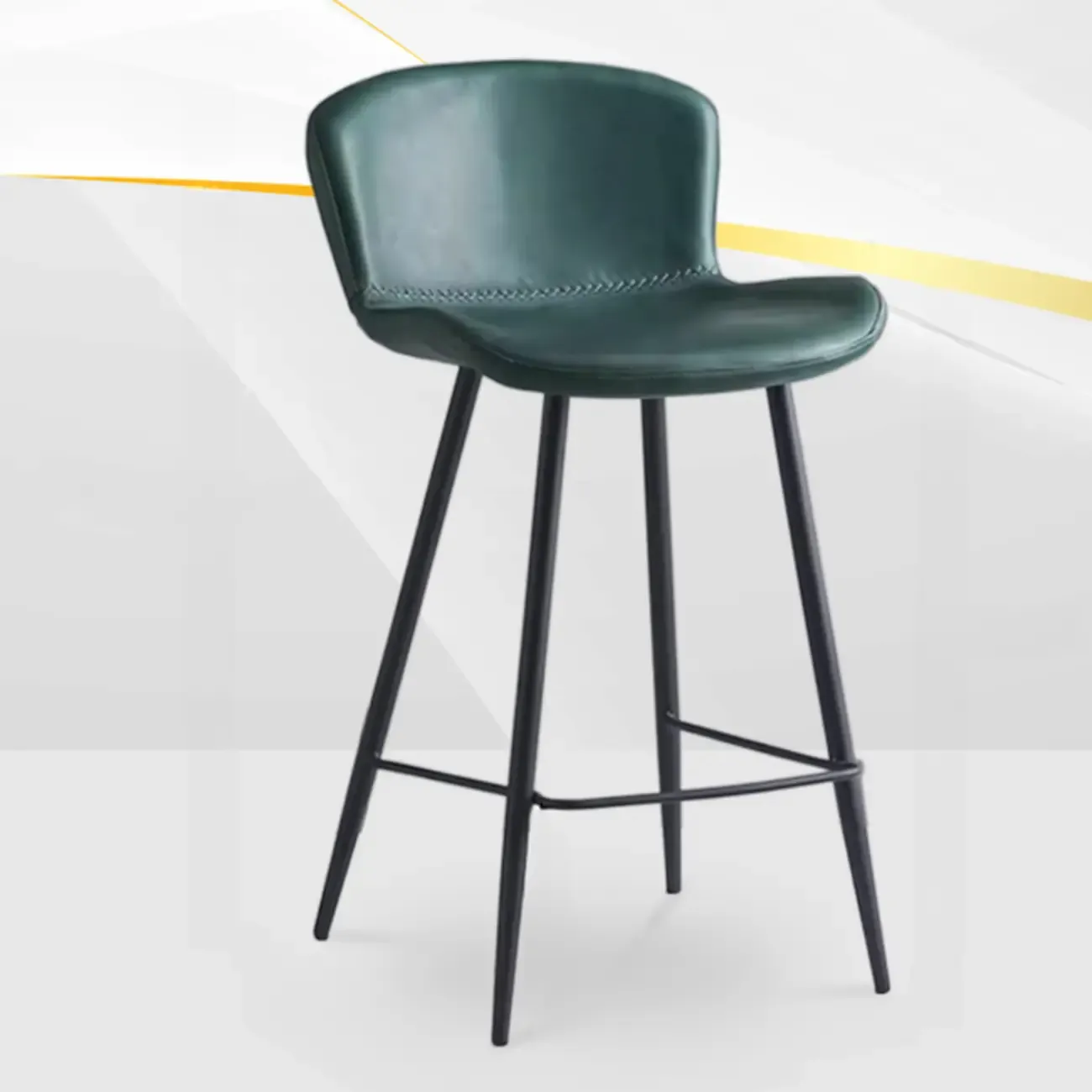 Low-Key Black Metal Low Back Footrest Bar Stools Image - 12