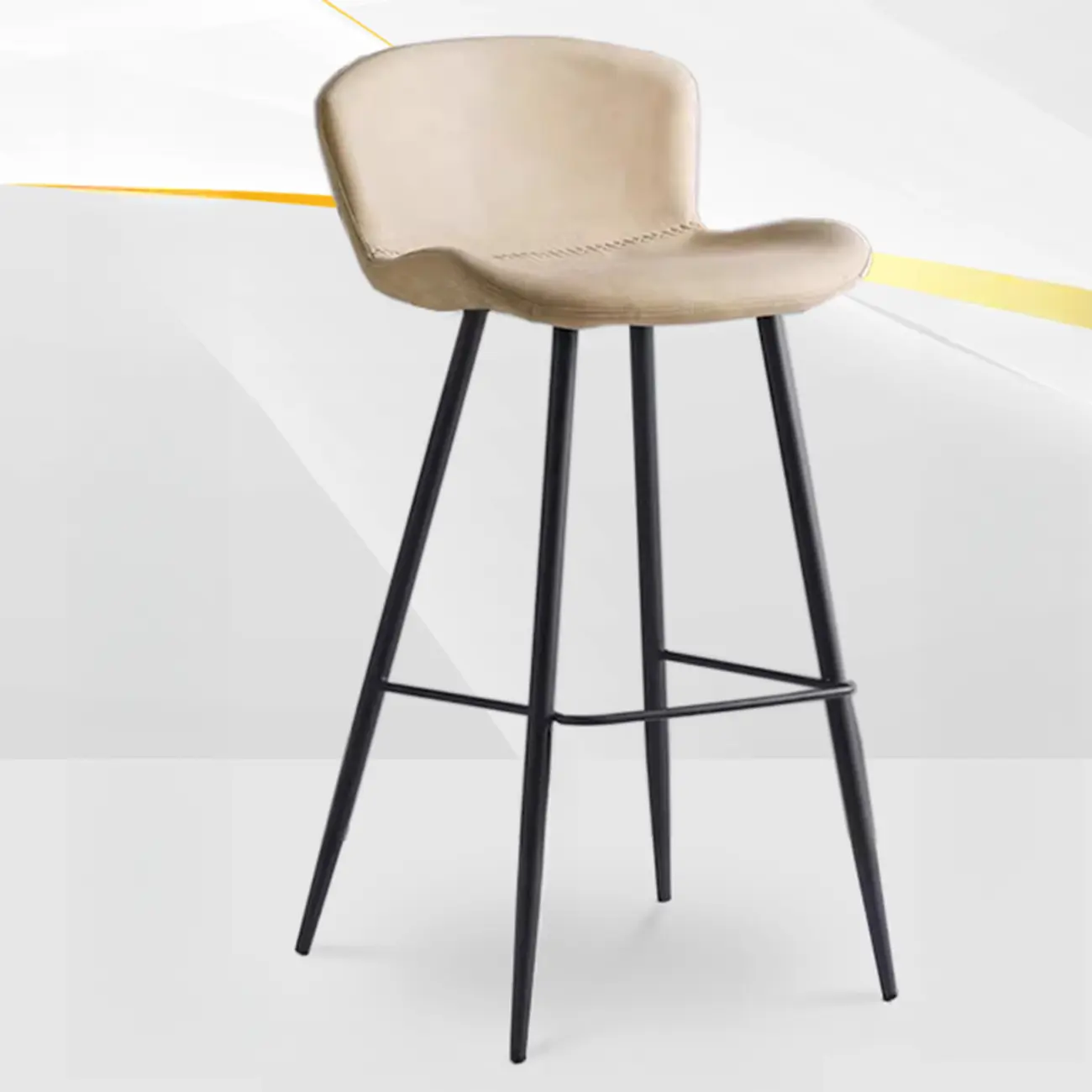 Low-Key Black Metal Low Back Footrest Bar Stools Image - 13 | homeyfad
