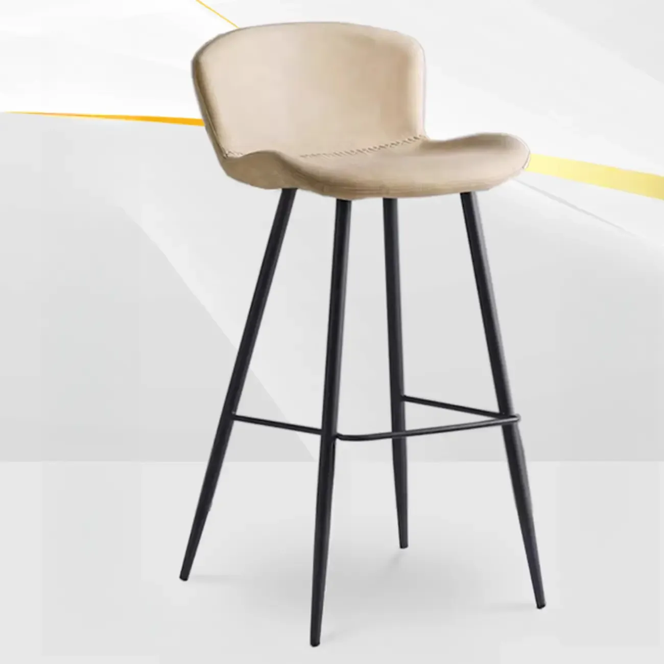 Low-Key Black Metal Low Back Footrest Bar Stools Image - 13