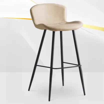 Low-Key Black Metal Low Back Footrest Bar Stools Image - 13