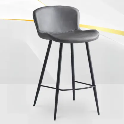 Low-Key Black Metal Low Back Footrest Bar Stools Image - 15
