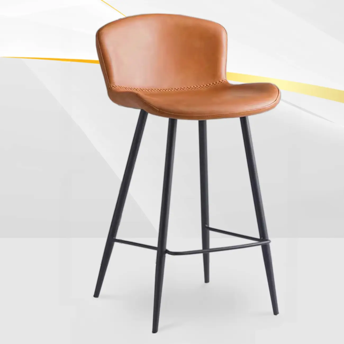 Low-Key Black Metal Low Back Footrest Bar Stools Image - 16 | homeyfad