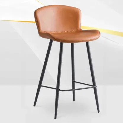 Low-Key Black Metal Low Back Footrest Bar Stools Image - 16