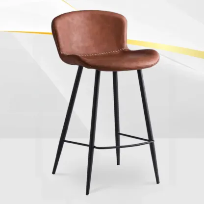 Low-Key Black Metal Low Back Footrest Bar Stools Image - 17