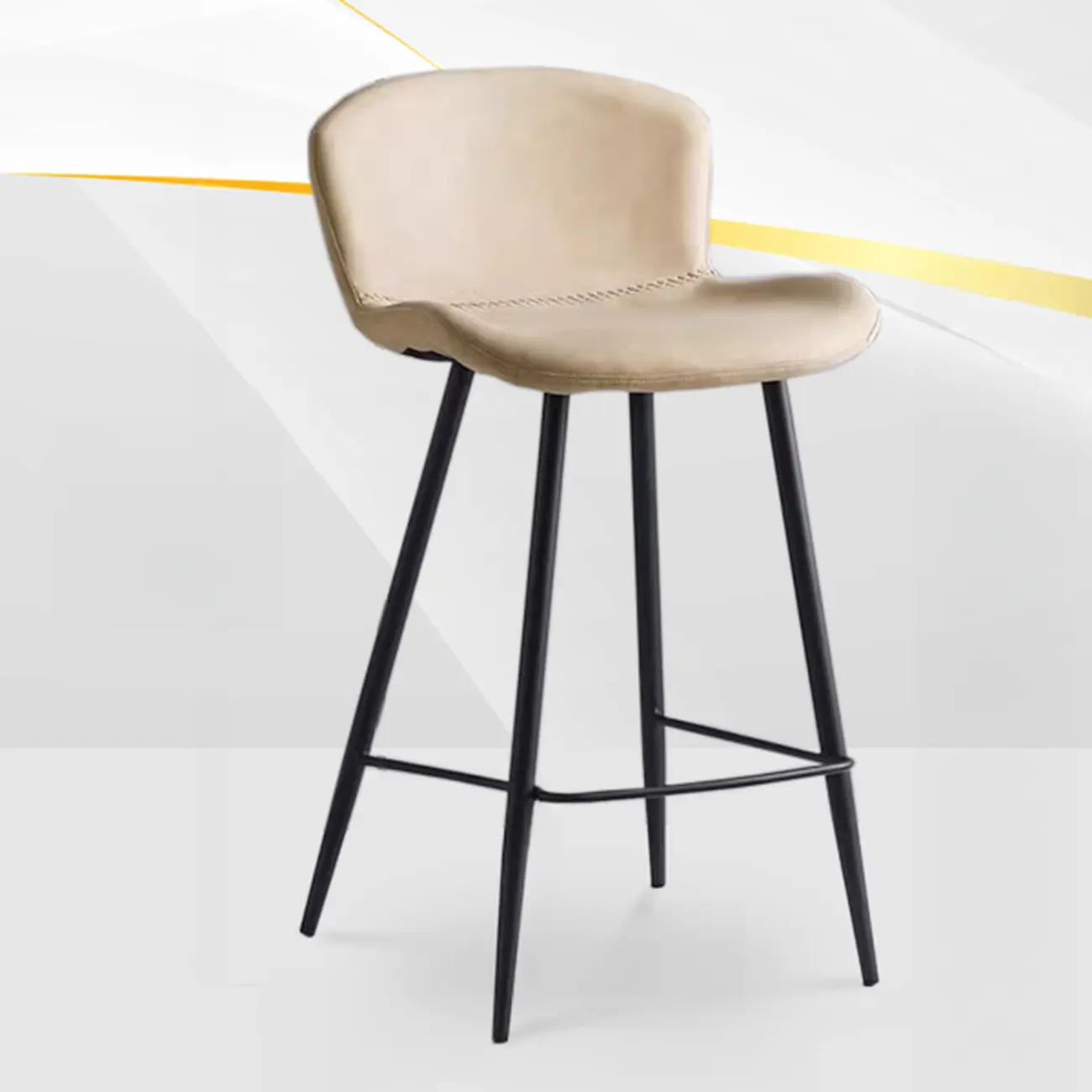 Low-Key Black Metal Low Back Footrest Bar Stools Image - 18 | homeyfad