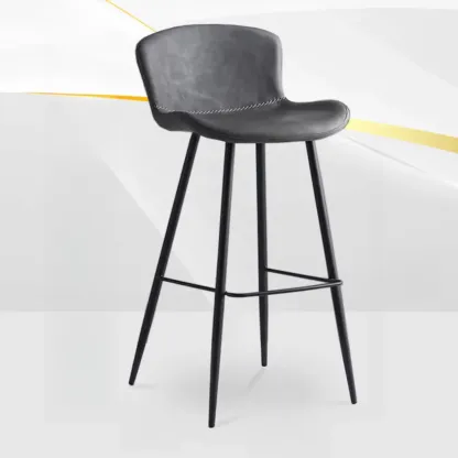 Low-Key Black Metal Low Back Footrest Bar Stools Image - 20