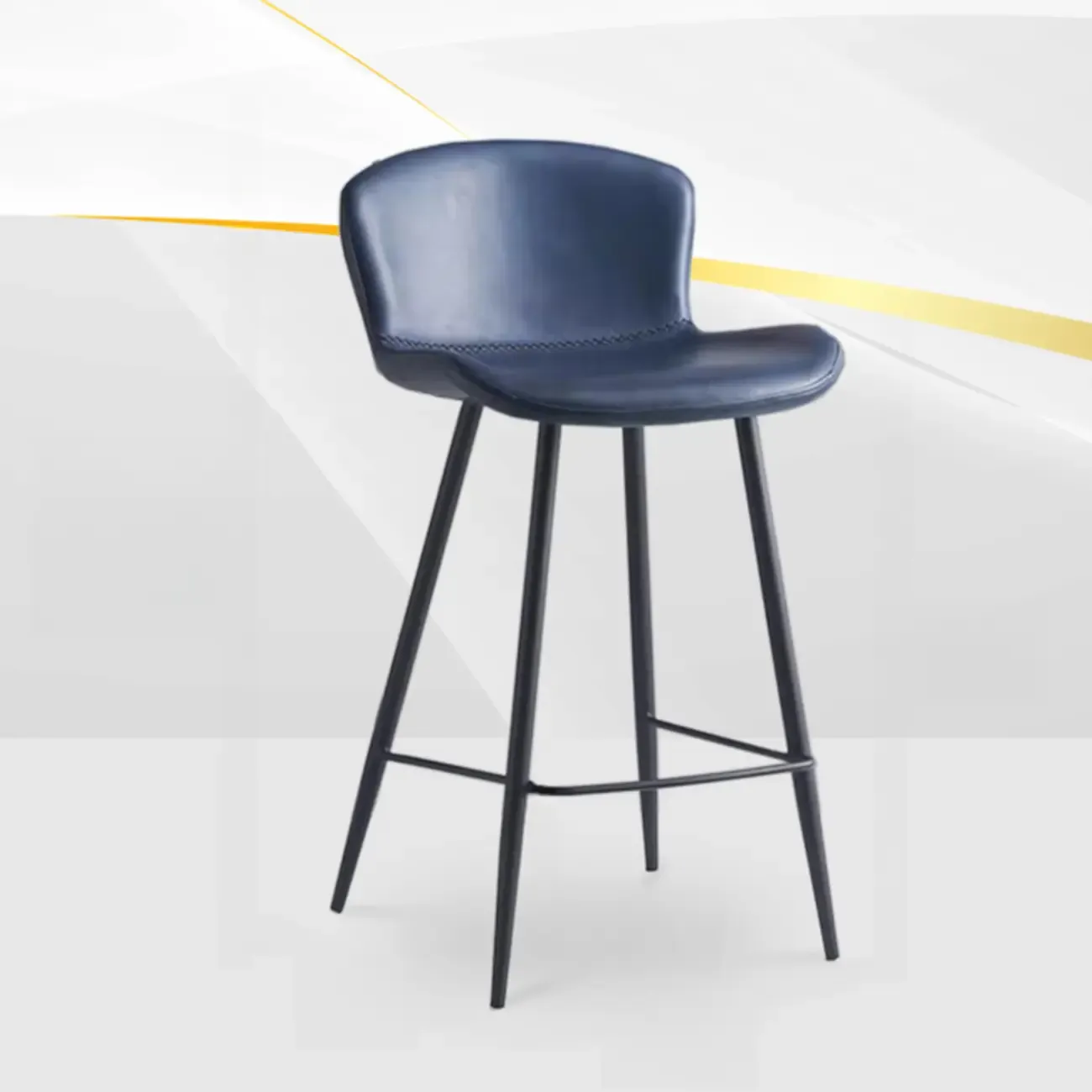 Low-Key Black Metal Low Back Footrest Bar Stools Image - 21