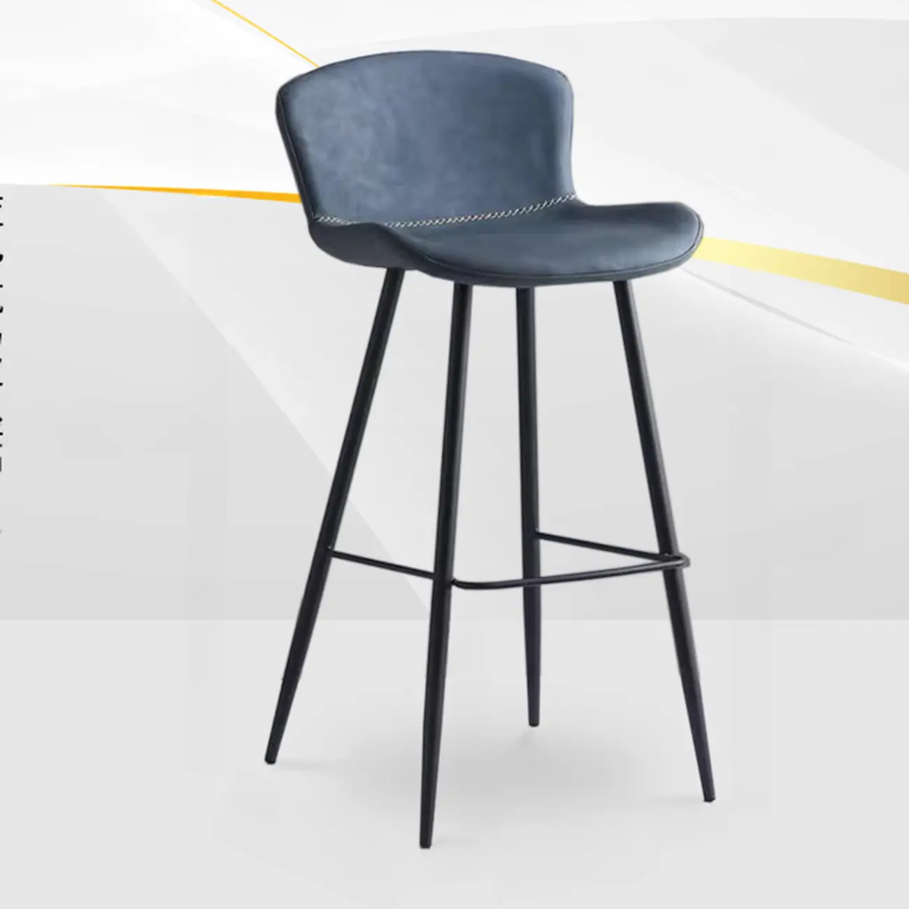Low-Key Black Metal Low Back Footrest Bar Stools Image - 22 | homeyfad