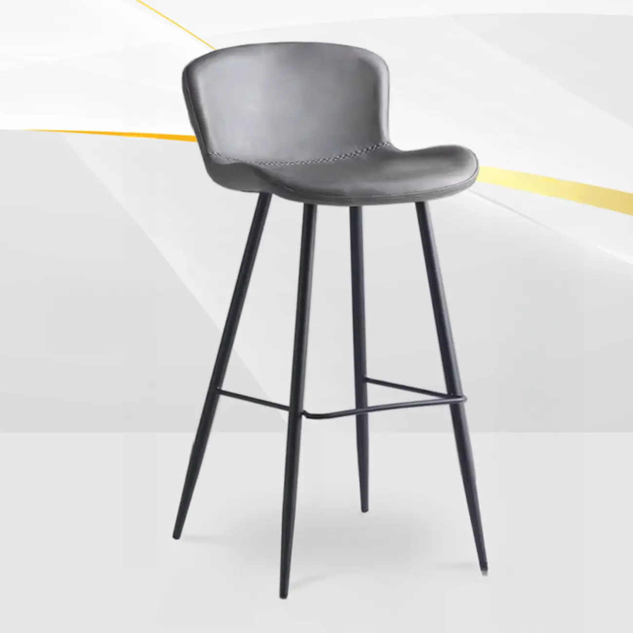Low-Key Black Metal Low Back Footrest Bar Stools Image - 23 | homeyfad