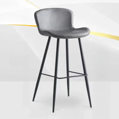 Low-Key Black Metal Low Back Footrest Bar Stools Image - 23