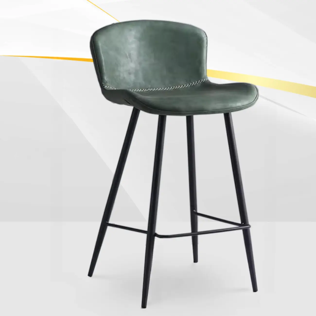 Low-Key Black Metal Low Back Footrest Bar Stools Image - 24 | homeyfad