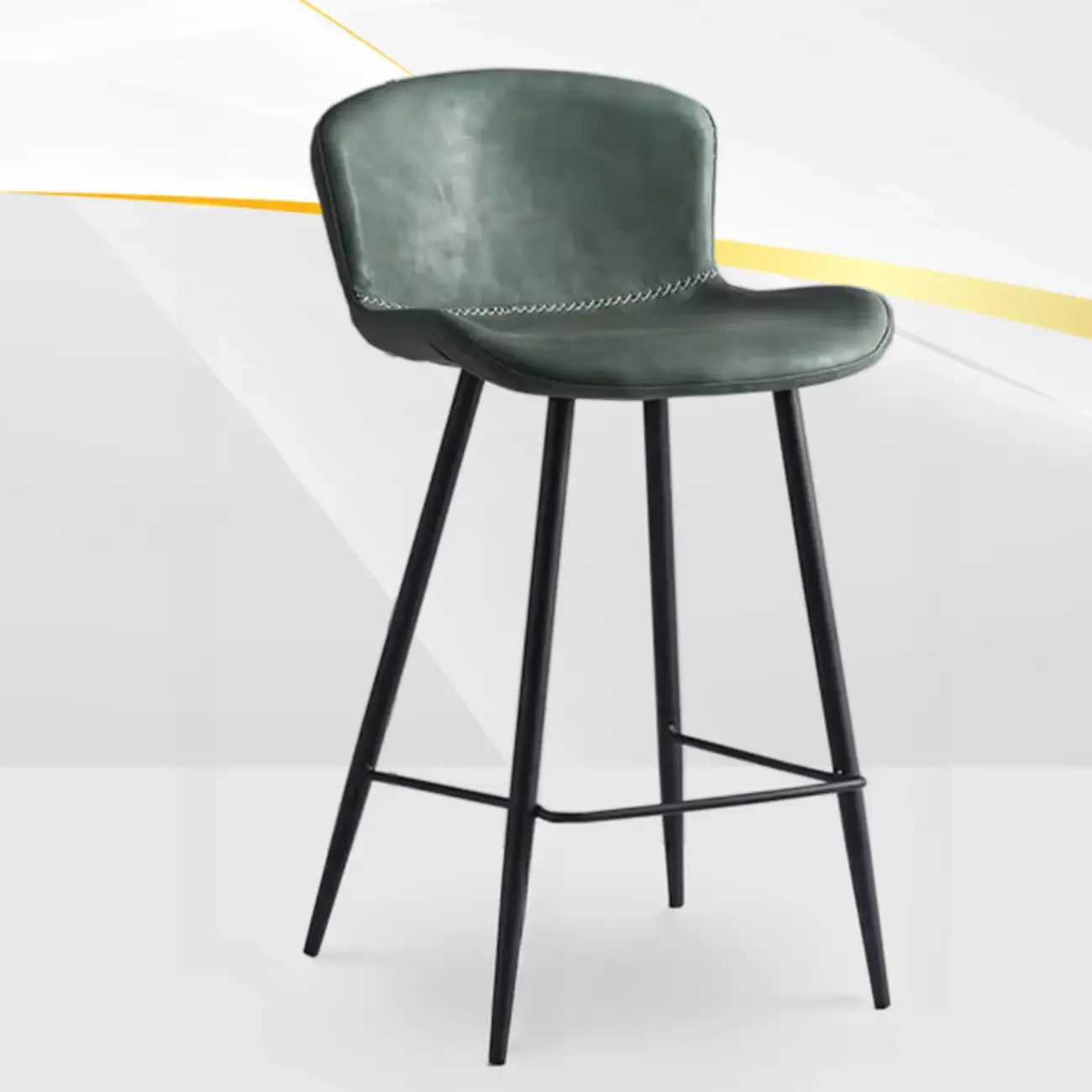 Low-Key Black Metal Low Back Footrest Bar Stools Image - 24