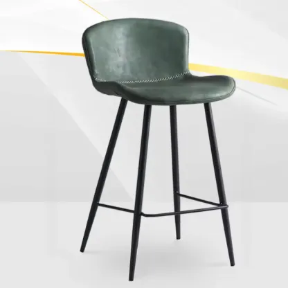 Low-Key Black Metal Low Back Footrest Bar Stools Image - 24
