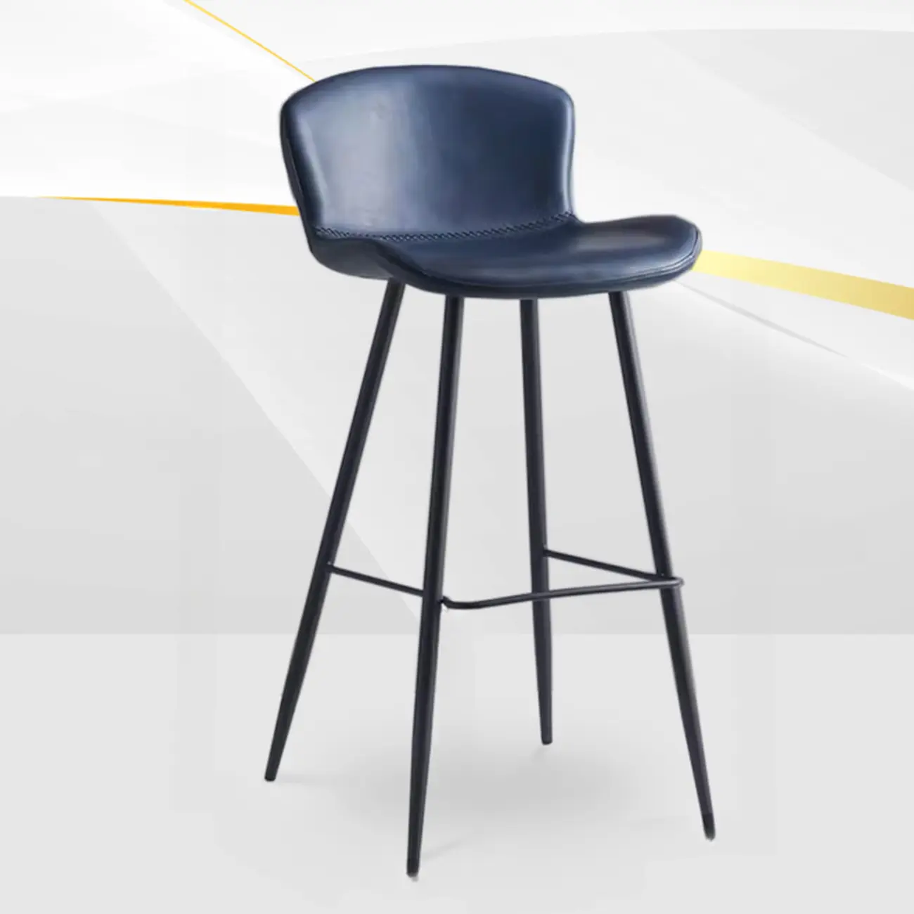 Low-Key Black Metal Low Back Footrest Bar Stools Image - 25 | homeyfad