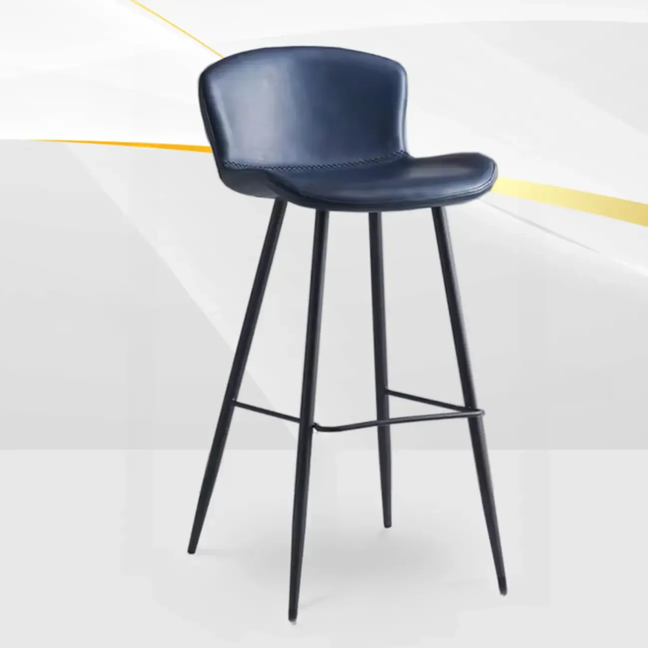 Low-Key Black Metal Low Back Footrest Bar Stools Image - 25
