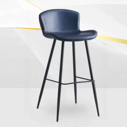 Low-Key Black Metal Low Back Footrest Bar Stools Image - 25