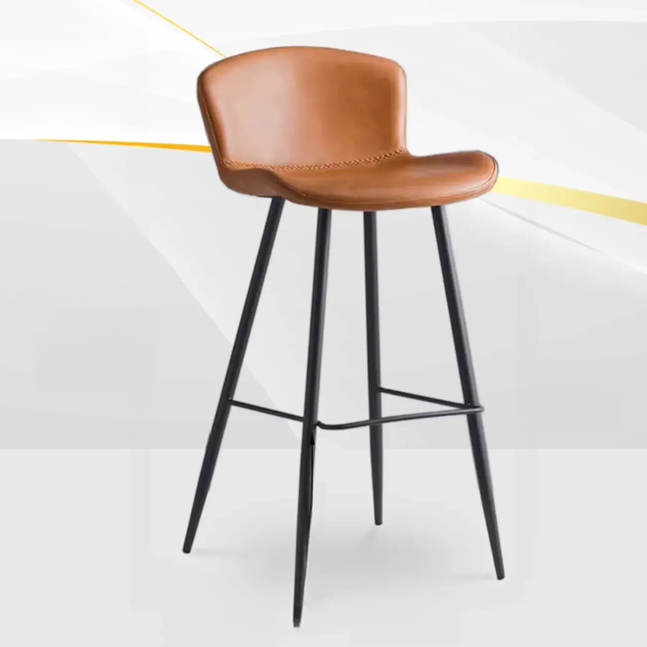 Low-Key Black Metal Low Back Footrest Bar Stools Image - 26