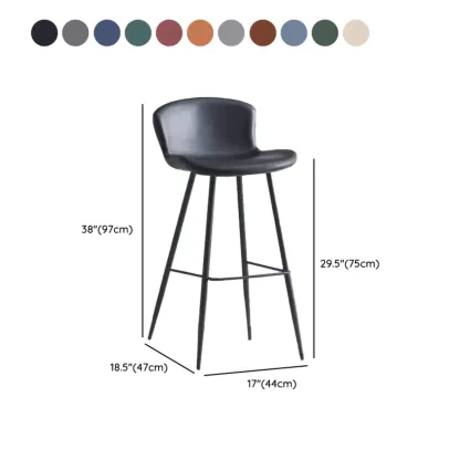 Low-Key Black Metal Low Back Footrest Bar Stools Image - 28