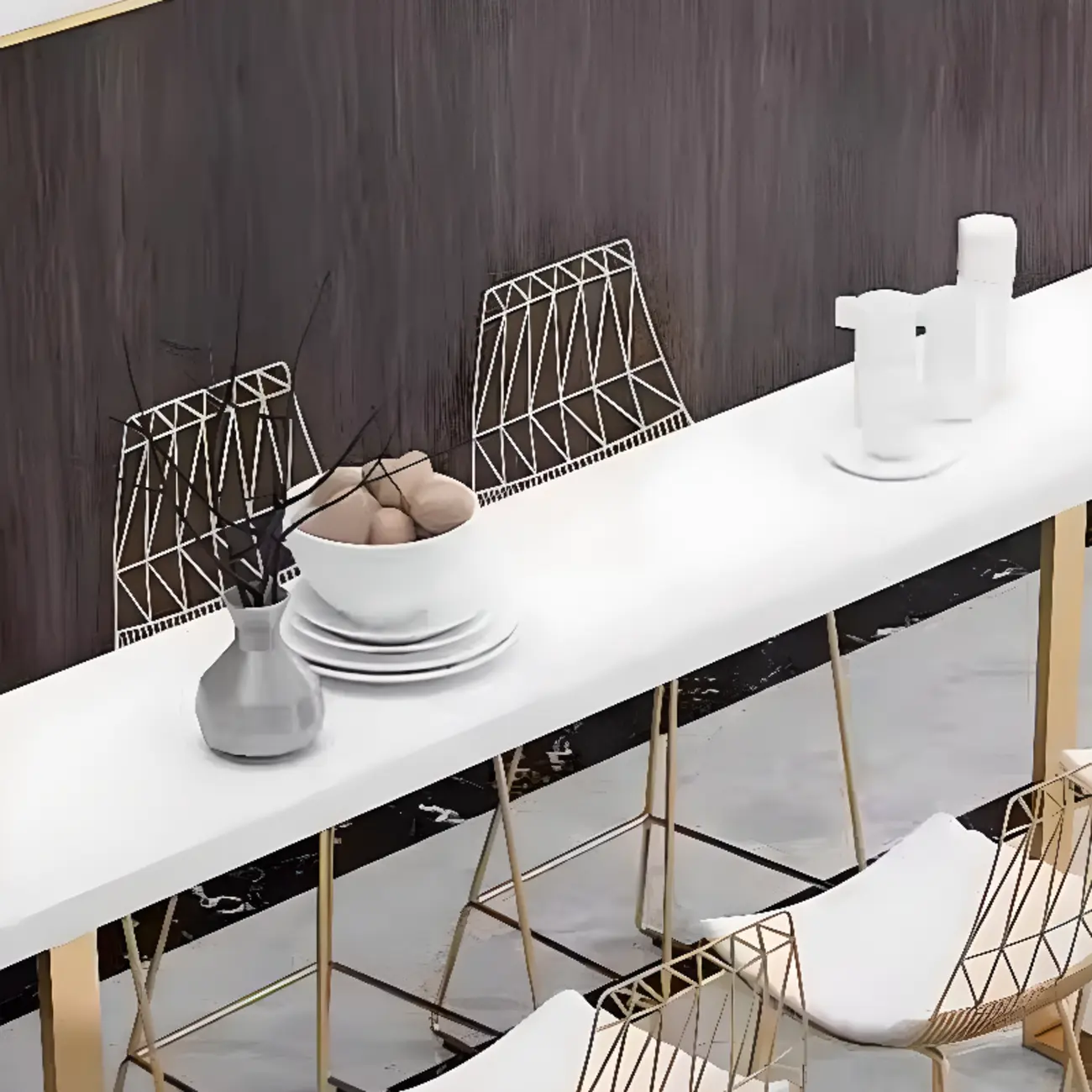 Modern White High Bar Table with Fixed Top for Dining and Bars Image - 7 | homeyfad