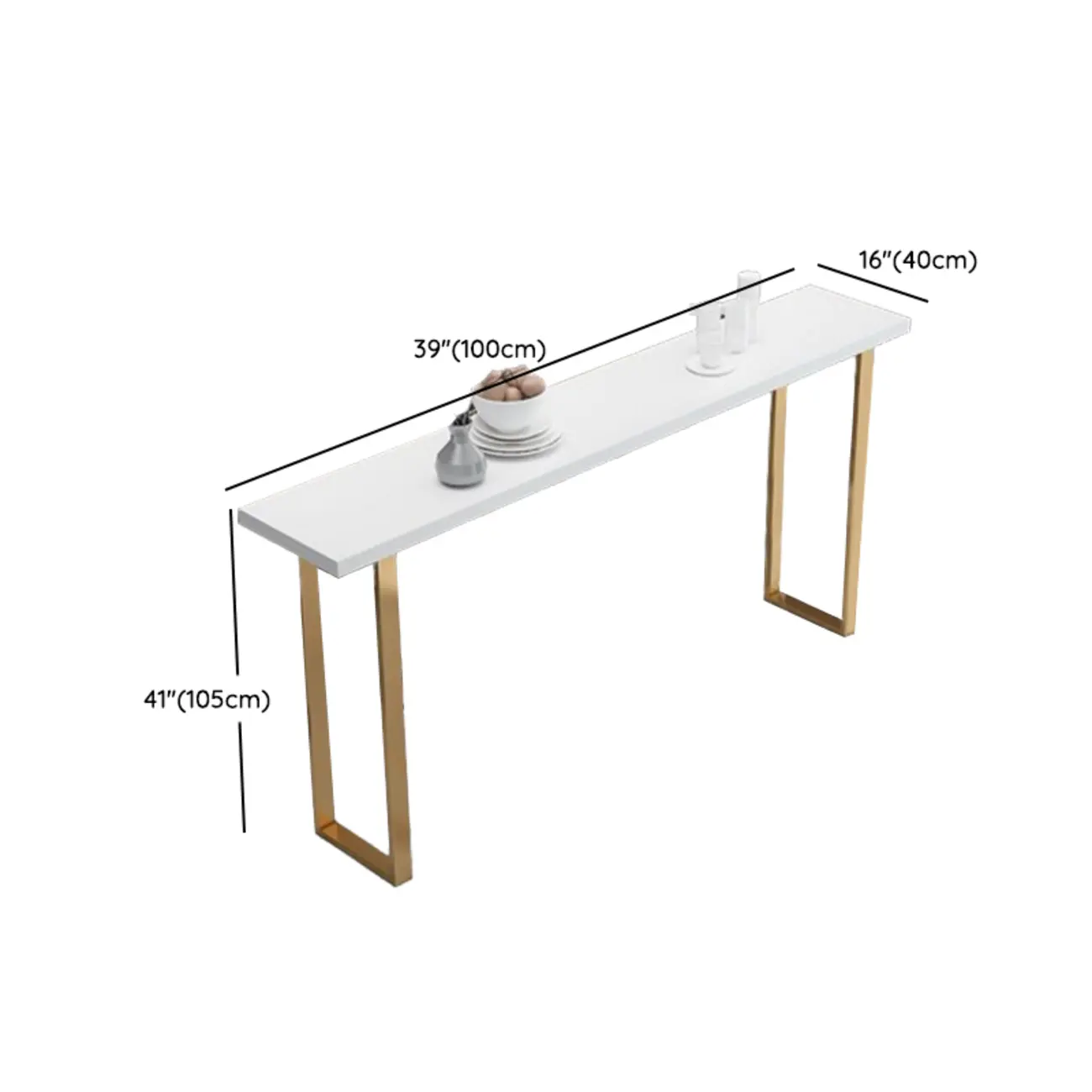 Modern White High Bar Table with Fixed Top for Dining and Bars #size | homeyfad