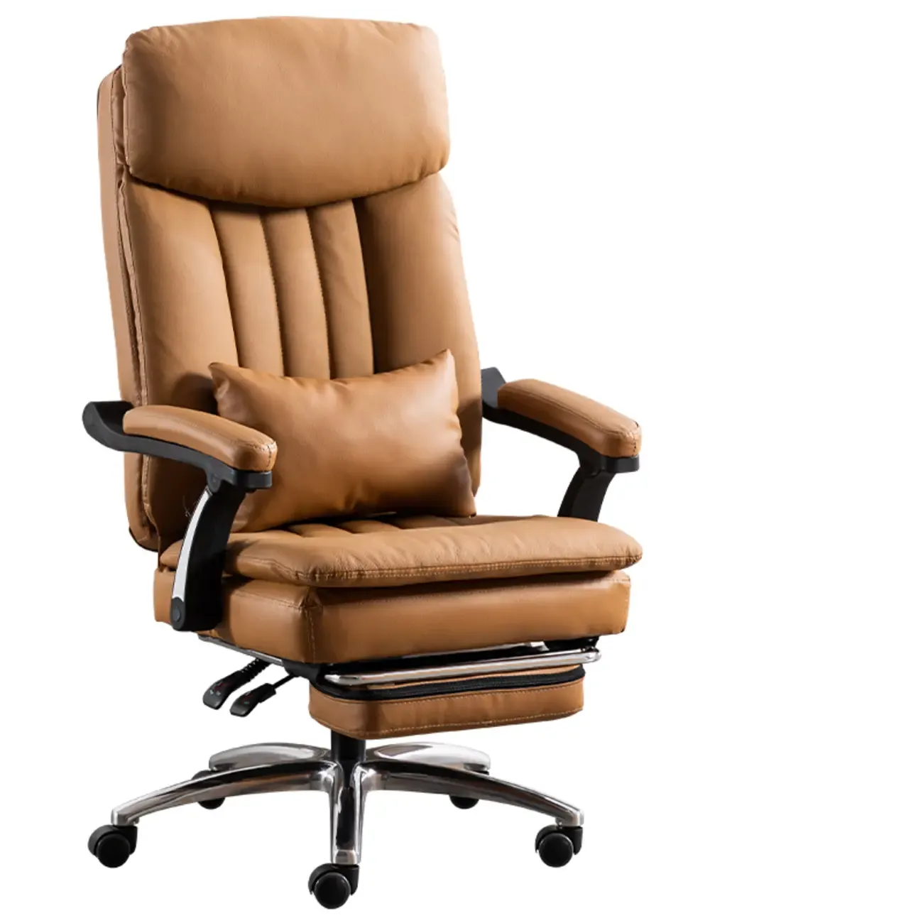 Stylish Brown Leather Reclining Executive Office Chair Image - 3