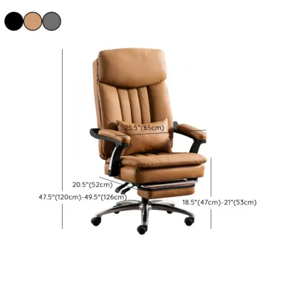 Stylish Brown Leather Reclining Executive Office Chair #size