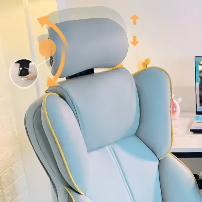 Modern White Leather Reclining Office Chair Image - 7