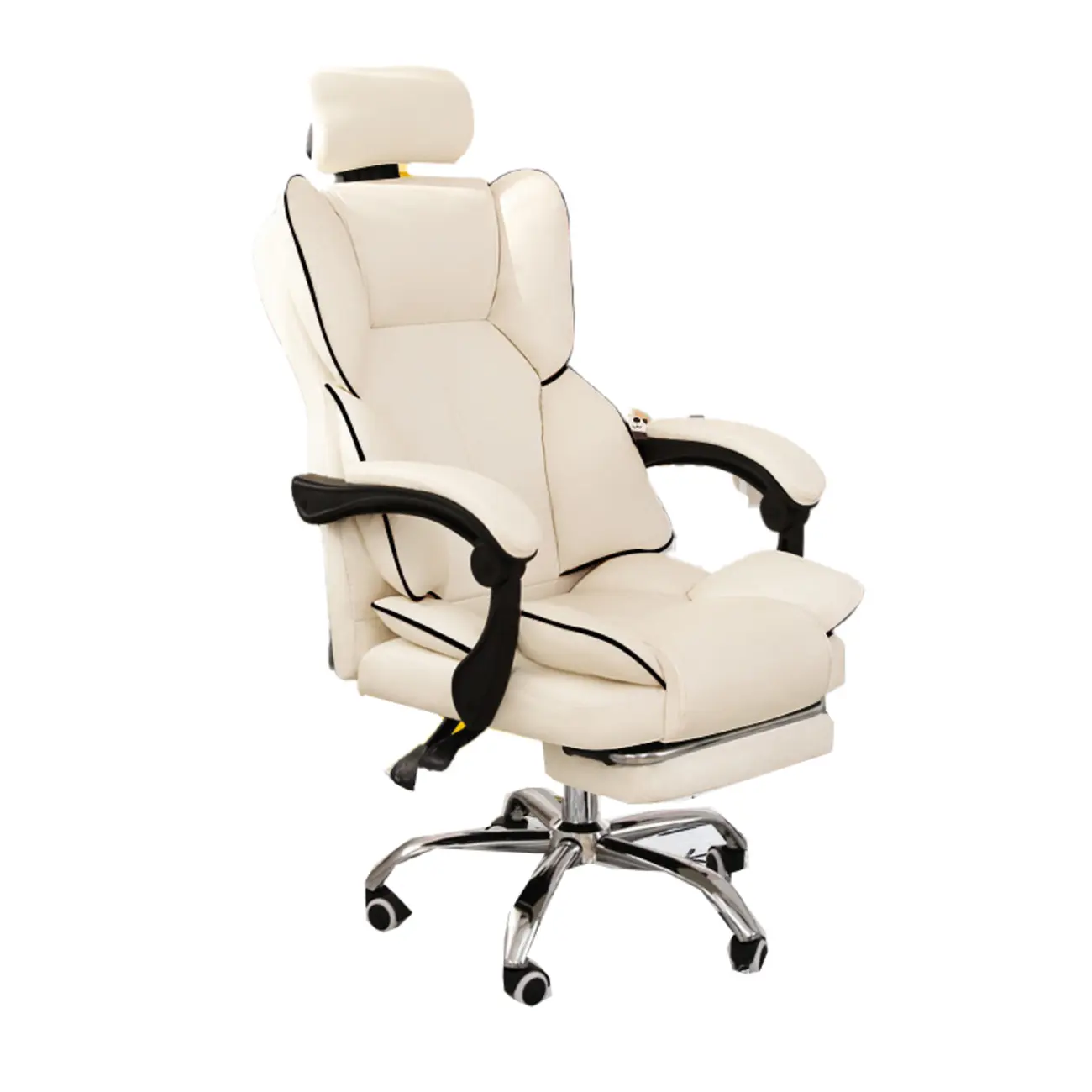 Modern White Leather Reclining Office Chair Image - 11 | homeyfad