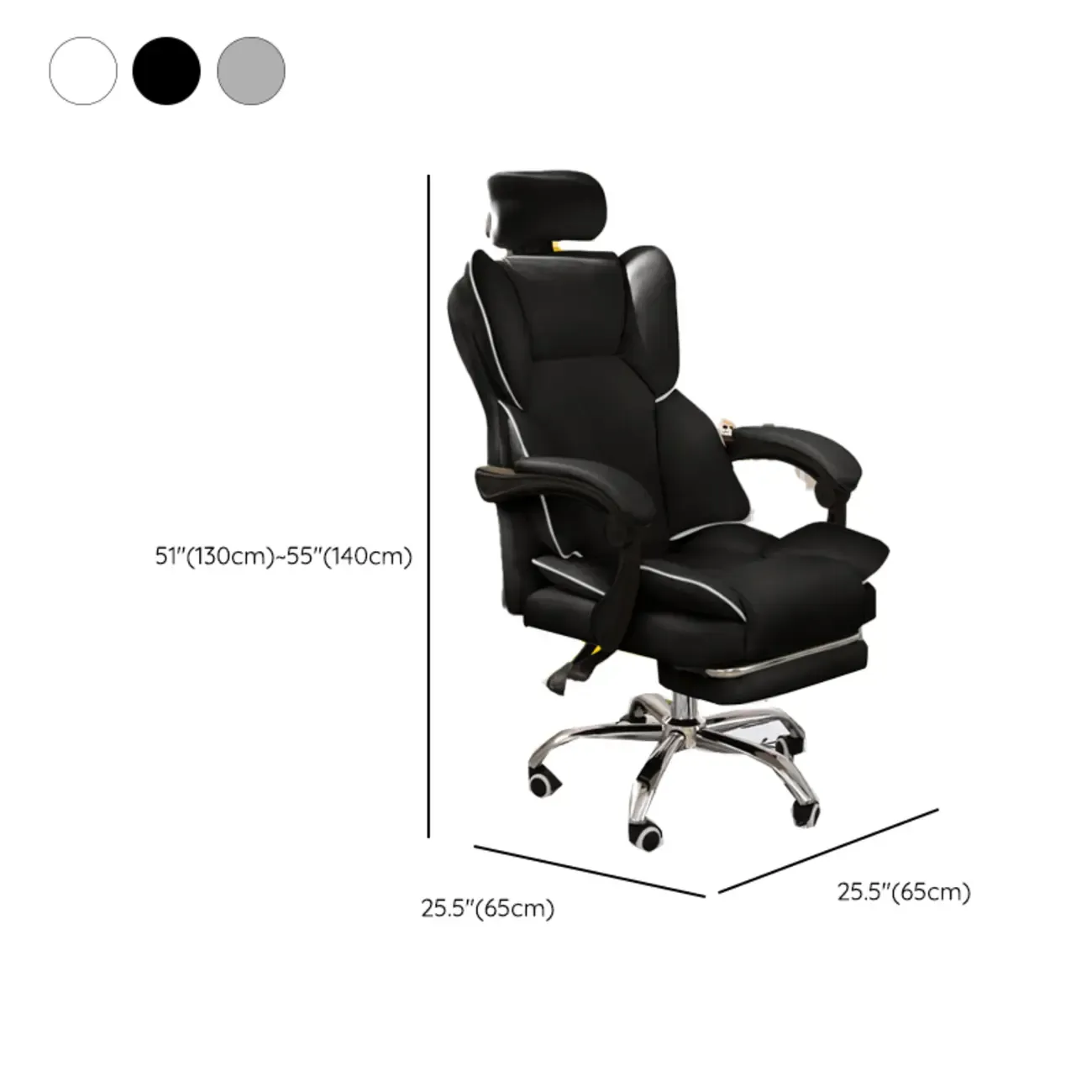 Modern White Leather Reclining Office Chair #size