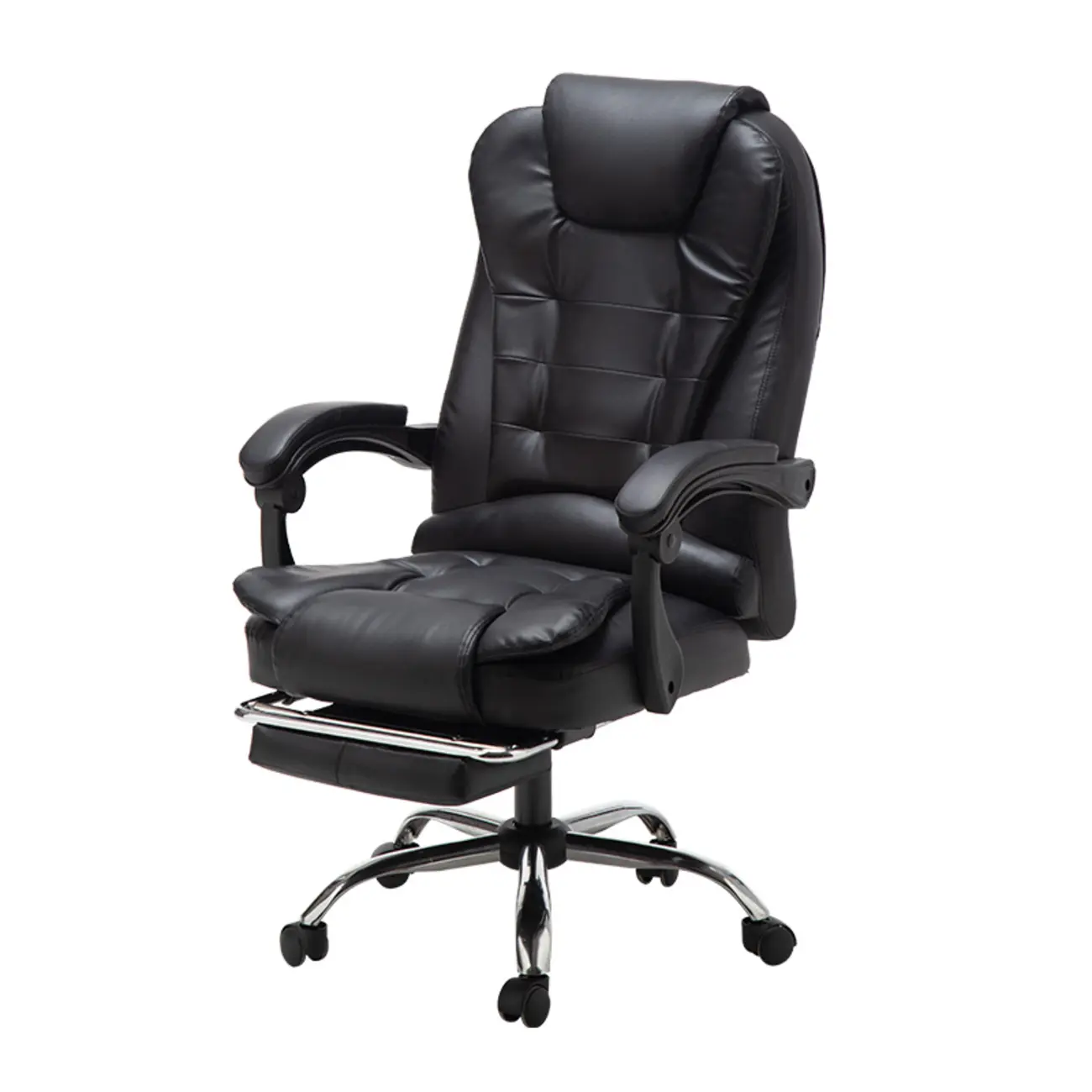 Executive Ergonomic Black Leather Reclining Office Chair Image - 6 | homeyfad