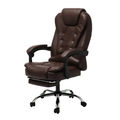 Executive Ergonomic Black Leather Reclining Office Chair Image - 8