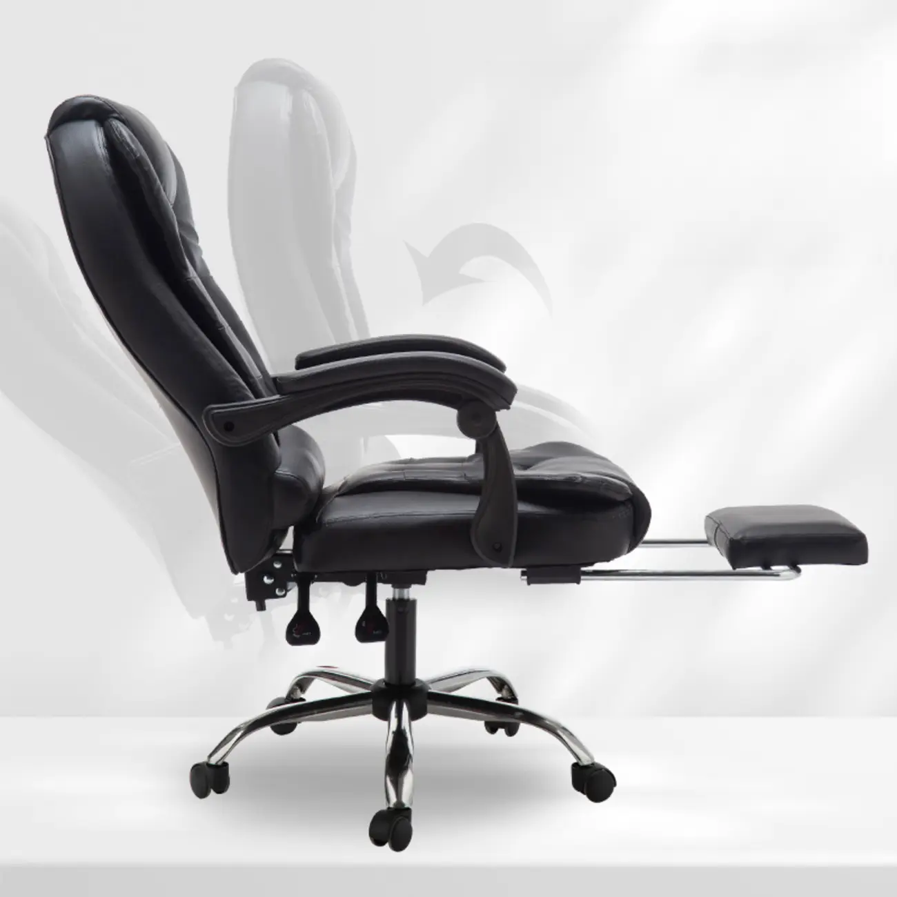 Executive Ergonomic Black Leather Reclining Office Chair Image - 2 | homeyfad