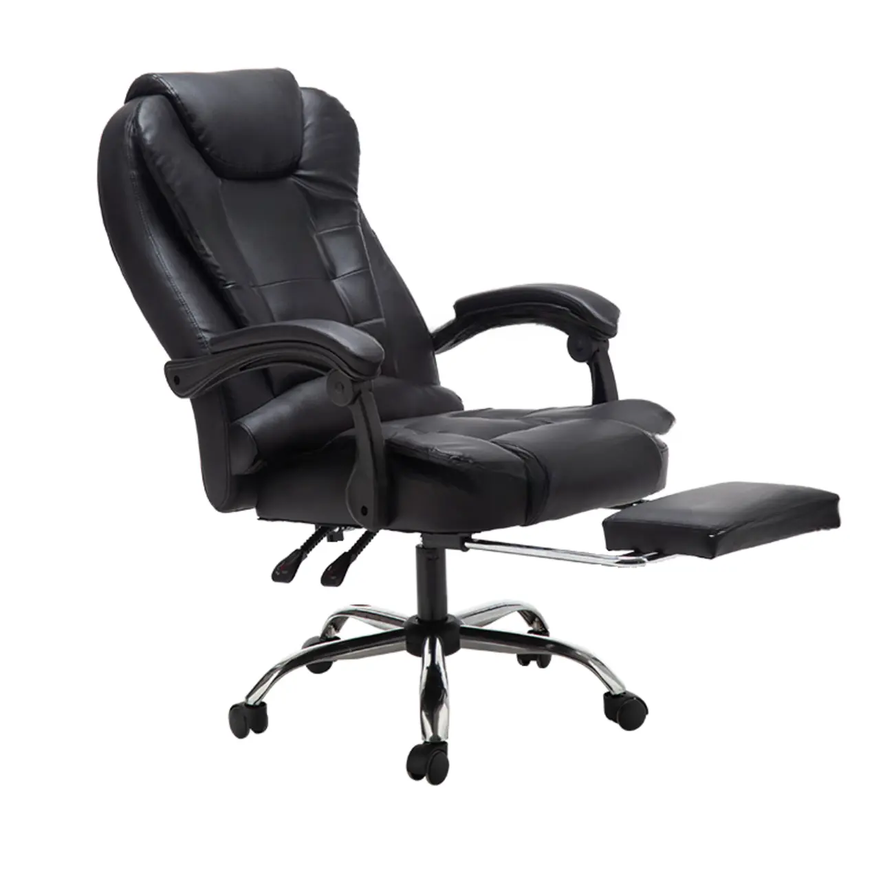 Executive Ergonomic Black Leather Reclining Office Chair Image - 9 | homeyfad