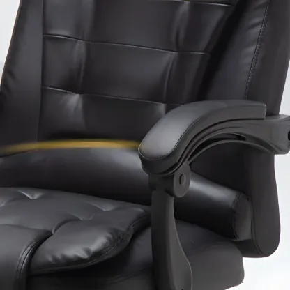 Executive Ergonomic Black Leather Reclining Office Chair Image - 10