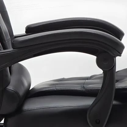 Executive Ergonomic Black Leather Reclining Office Chair Image - 11
