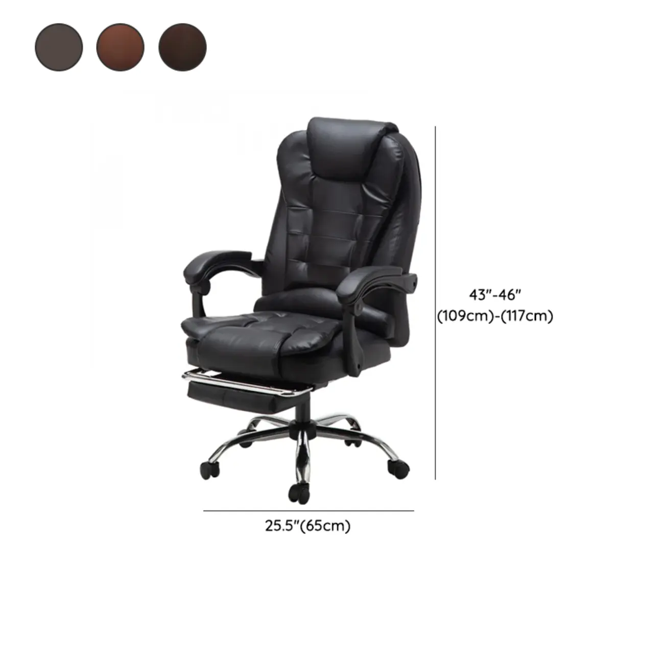 Executive Ergonomic Black Leather Reclining Office Chair #size | homeyfad