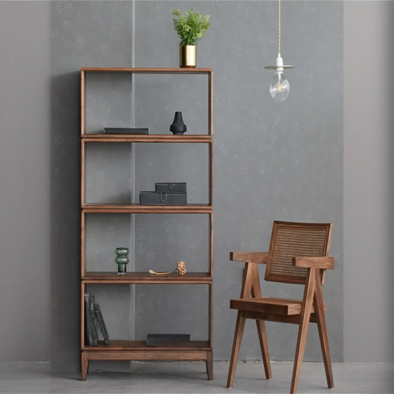 Horizontal Short Brown Wood Open Back Bookcase Image - 3 | homeyfad