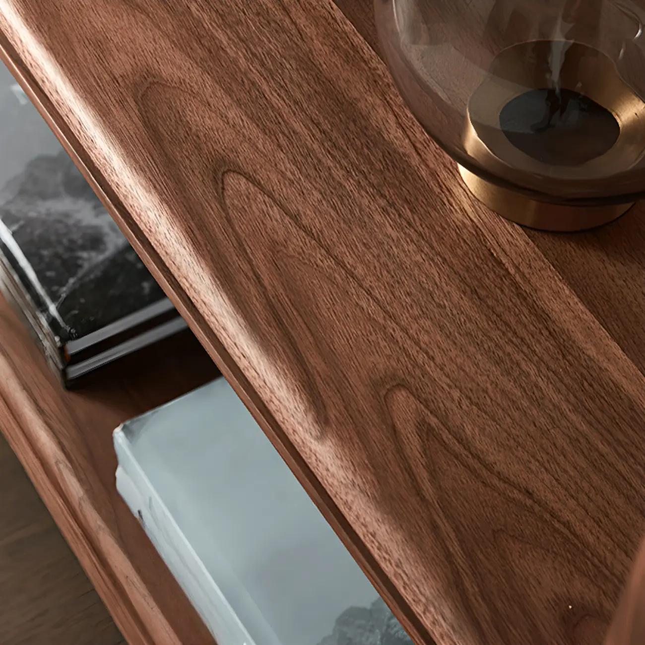 Horizontal Short Brown Wood Open Back Bookcase Image - 6 | homeyfad