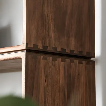 Horizontal Short Brown Wood Open Back Bookcase Image - 8