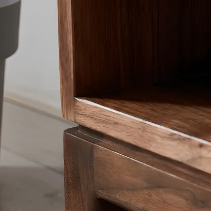 Horizontal Short Brown Wood Open Back Bookcase Image - 10