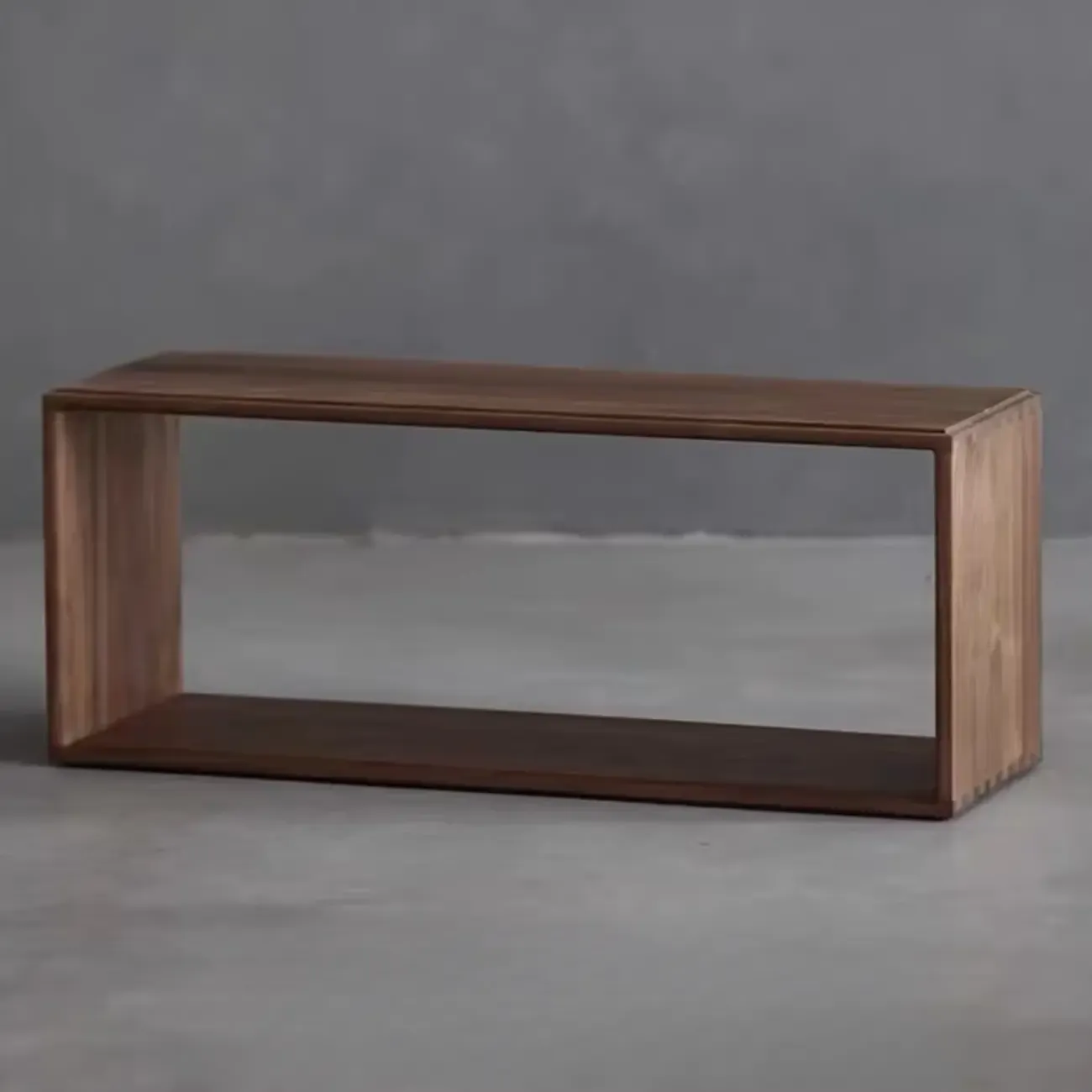 Horizontal Short Brown Wood Open Back Bookcase Image - 12