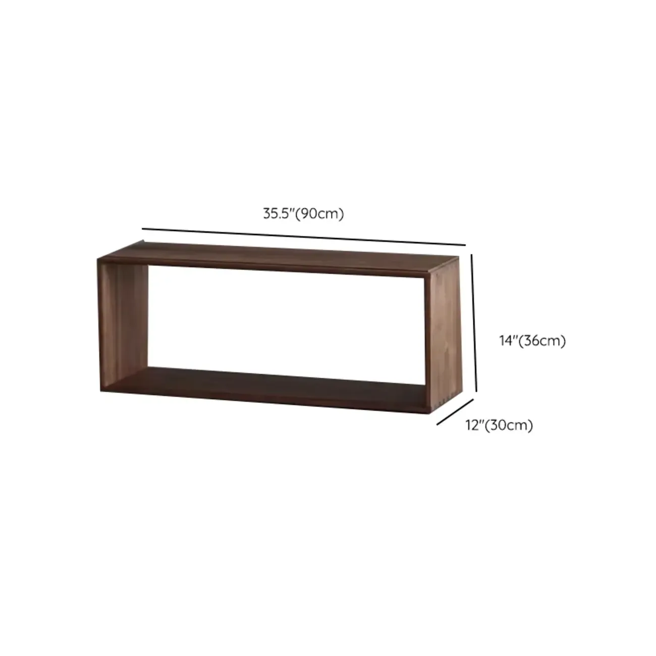 Horizontal Short Brown Wood Open Back Bookcase Image - 14