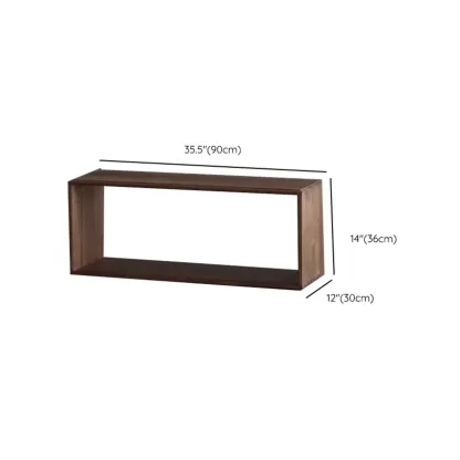 Horizontal Short Brown Wood Open Back Bookcase Image - 14