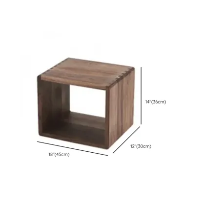 Horizontal Short Brown Wood Open Back Bookcase Image - 15