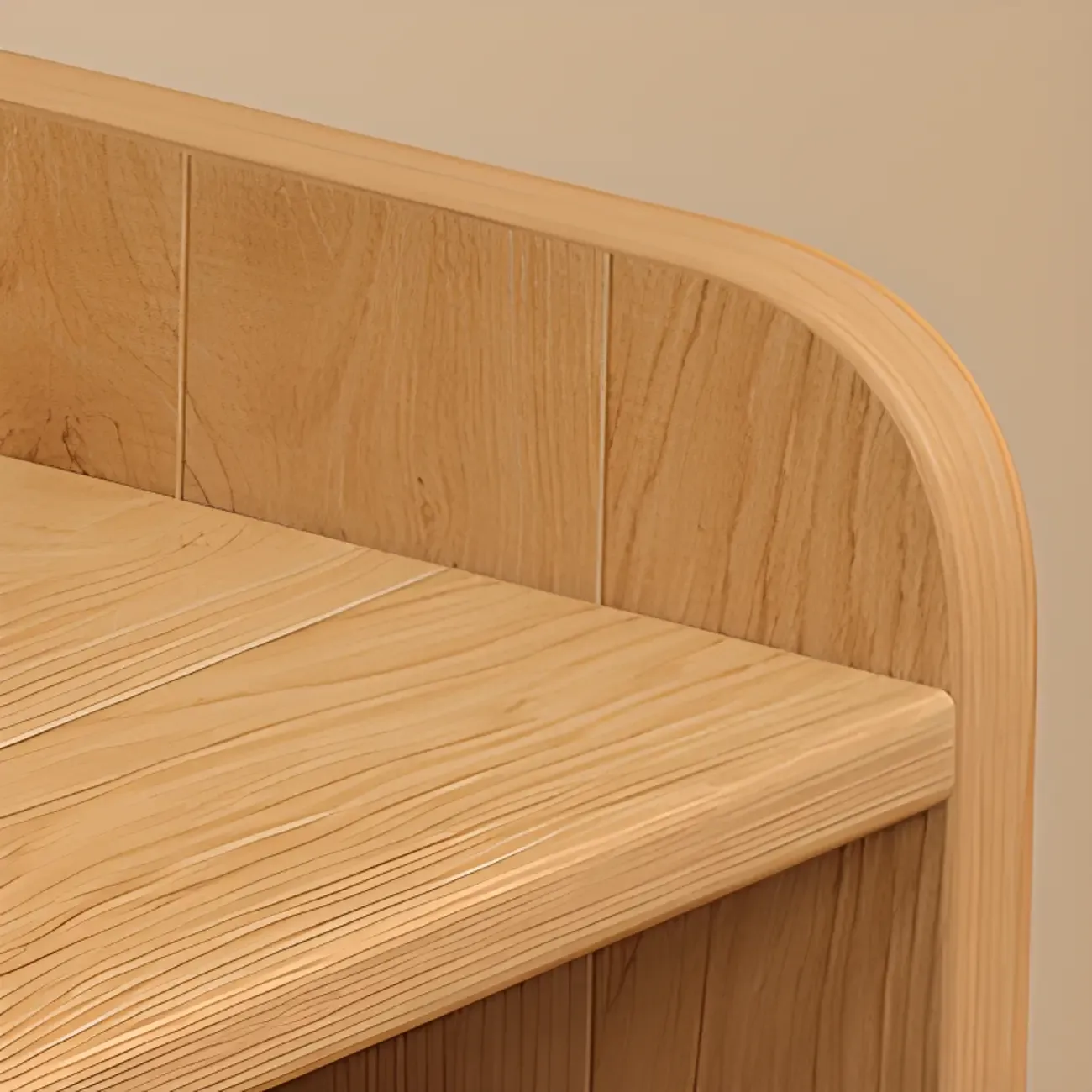 Rectangular Natural Brown Wood Low Bookcase Horizontal Storage Image - 11